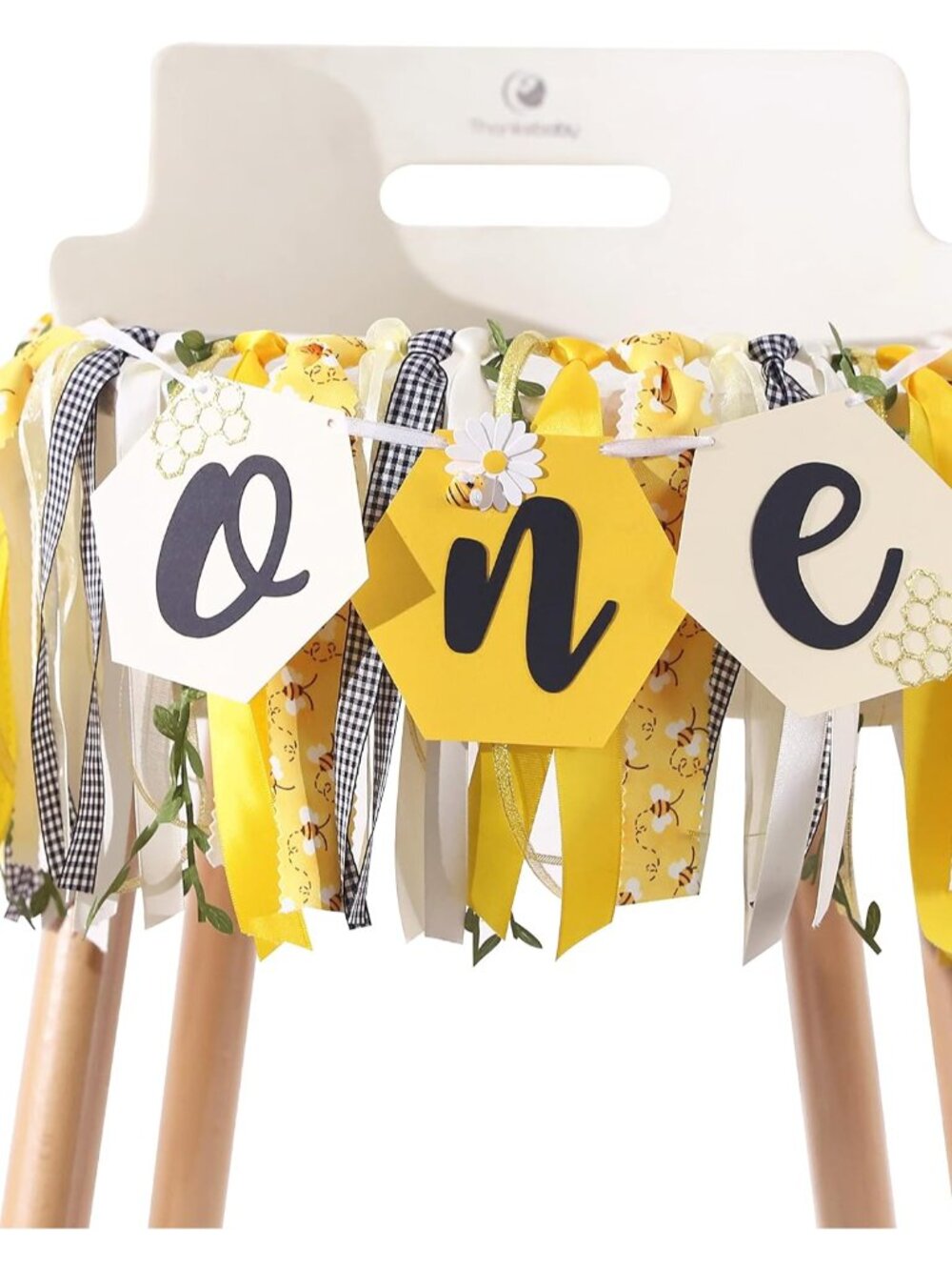 Bee Theme High Chair Banner - Happy 1st Bee Day Birthday Banner, First Birthday